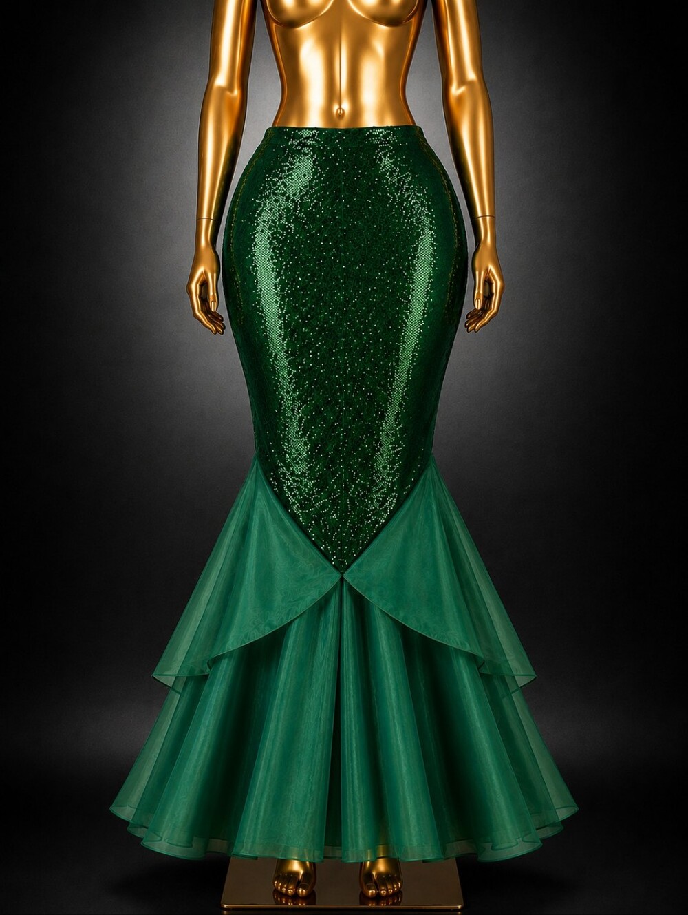 💋SEQUINED FLOOR-LENGTH MERMAID CUT SKIRT!!! LAST! - Picture 5 of 10